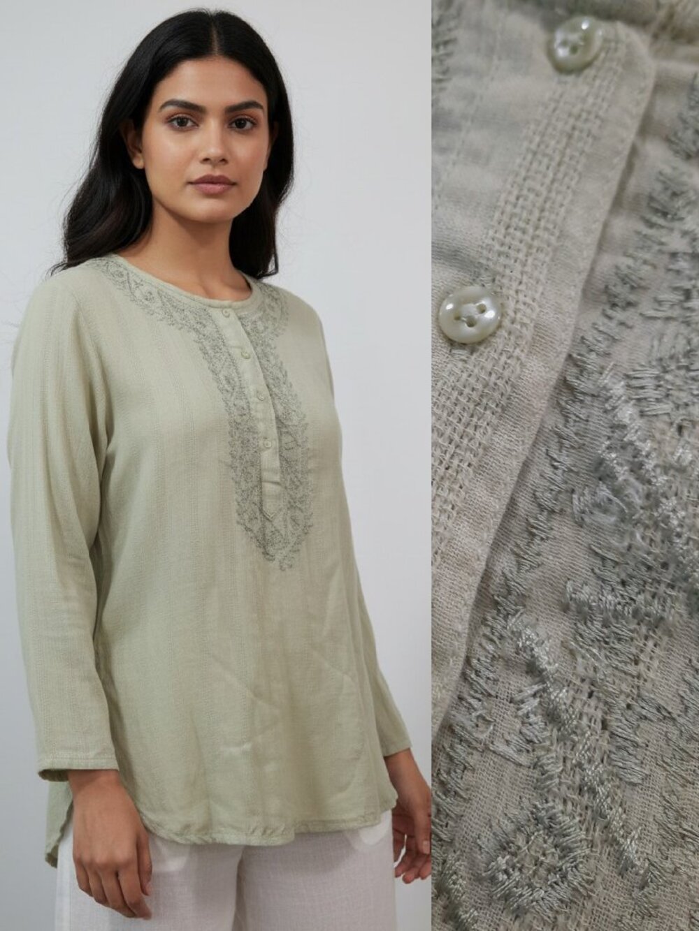 Y2K cotton boho blouse - White Stag brand